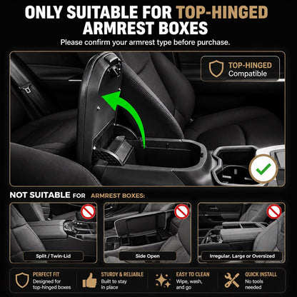 🚗 Car Console Organizer – PU Leather Armrest, Side Storage, Cup Holder