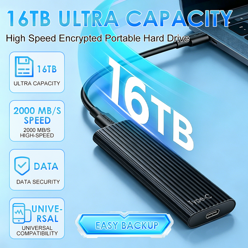 Shipped from Australia 🏆Flash Sale⚡ 50K+ SOLD! Almost Gone-🔥16TB Large-Capacity Type-C Portable Mini SSD🍇