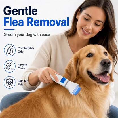 Hjmeta®-Electric Flea Comb for Pets – Vacuum suction + fine stainless teeth, chemical‑free flea removal. Gentle on coat, easy to clean – a must for pet parents! 🛡️✨