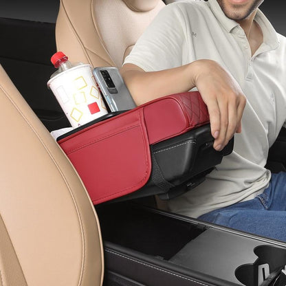 🚗 Car Console Organizer – PU Leather Armrest, Side Storage, Cup Holder