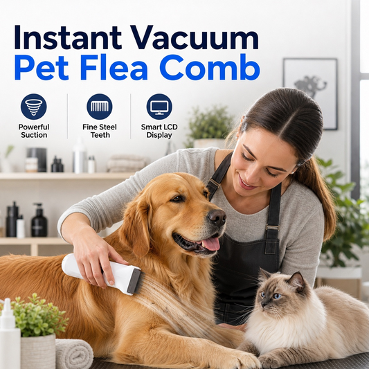 Hjmeta®-Electric Flea Comb for Pets – Vacuum suction + fine stainless teeth, chemical‑free flea removal. Gentle on coat, easy to clean – a must for pet parents! 🛡️✨