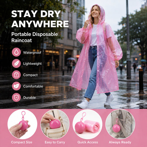 🥳HOT SALE 2026🥳💞50,000+ SOLD!👵❤️ Disposable Rain Jacket in Mini Ball Shape (Buy 1, Get 1 Free)