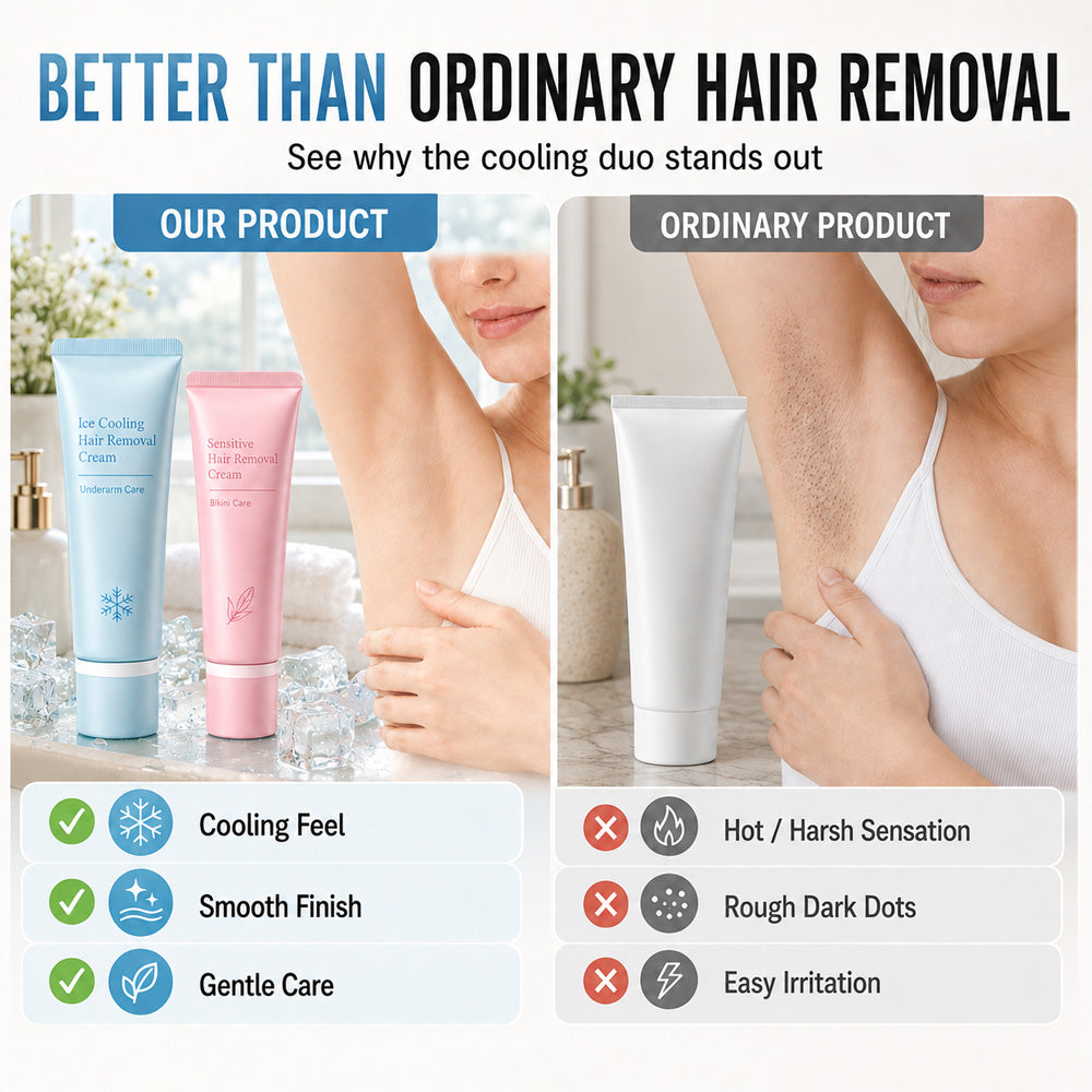 Gentle Hair Removal Cream  BUY 1, GET 1 FREE — Enjoy Cool, Gentle Hair Removal for Smoother Skin and Less Razor Hassle Every Day.