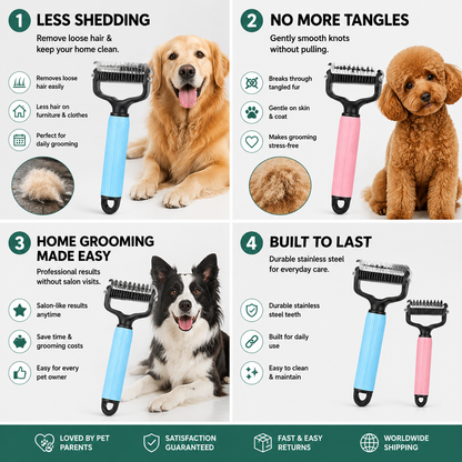 ✨HOT SALE: Only $19.99🔥Dual-Sided Pet Grooming Comb for Dogs & Cats