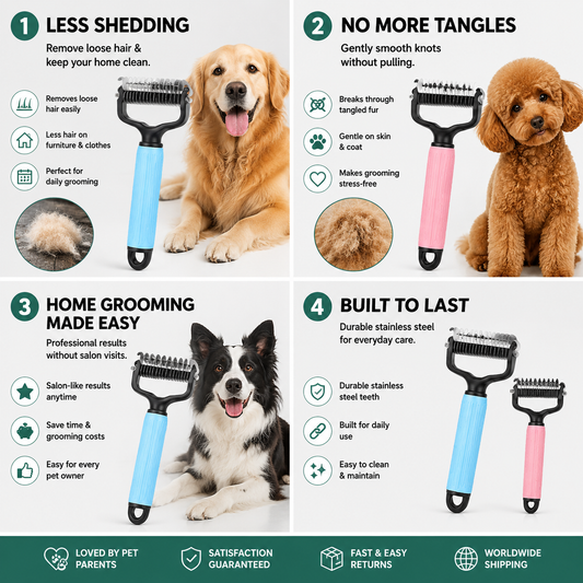 ✨HOT SALE: Only $19.99🔥Dual-Sided Pet Grooming Comb for Dogs & Cats