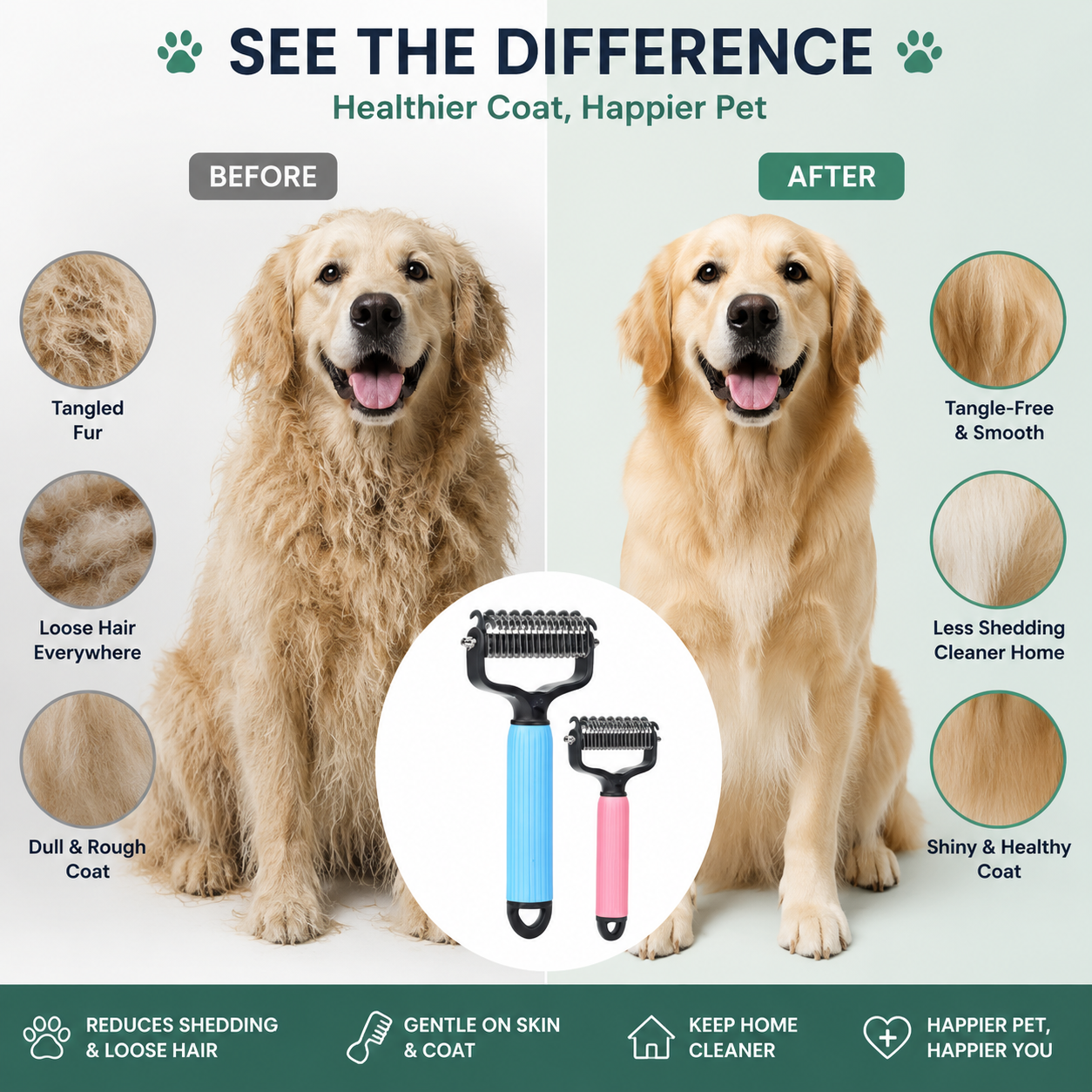 ✨HOT SALE: Only $19.99🔥Dual-Sided Pet Grooming Comb for Dogs & Cats