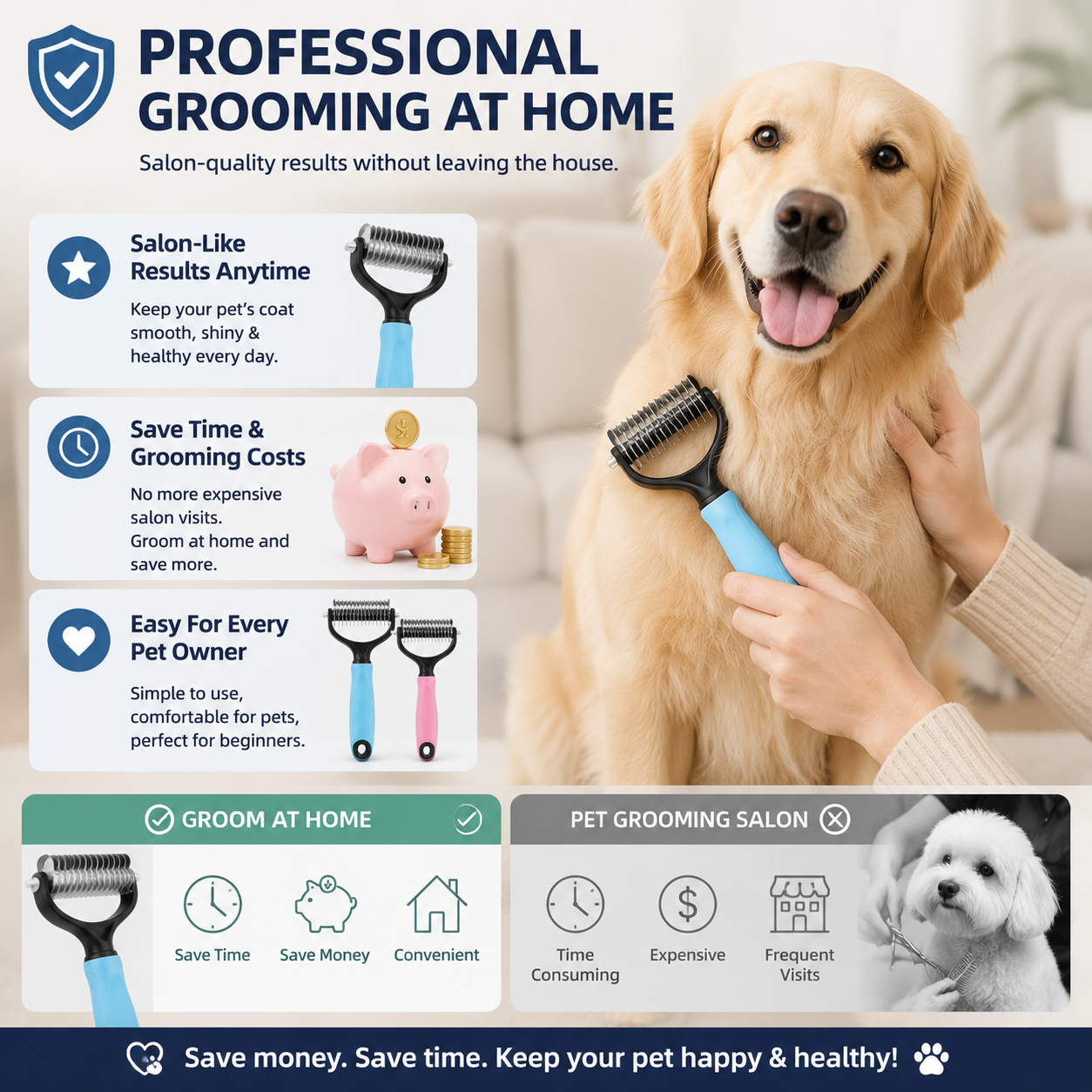 ✨HOT SALE: Only $19.99🔥Dual-Sided Pet Grooming Comb for Dogs & Cats