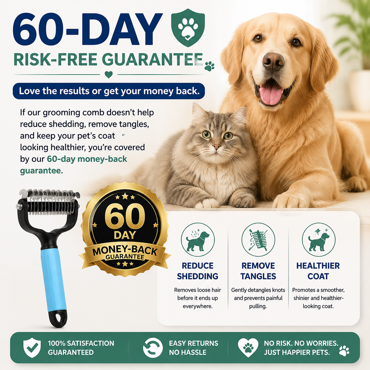 ✨HOT SALE: Only $19.99🔥Dual-Sided Pet Grooming Comb for Dogs & Cats