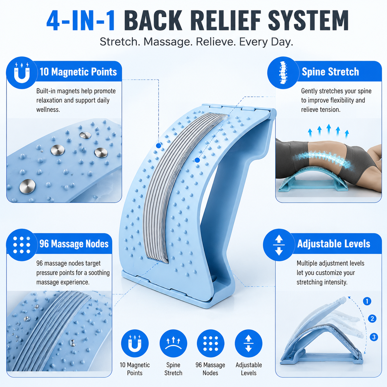 🧲 50% OFF NOW! 🔥 Magnetic Lumbar Stretcher – Acupressure Massage, Portable Design & Relieves Back Pain 🧘‍♂️✨