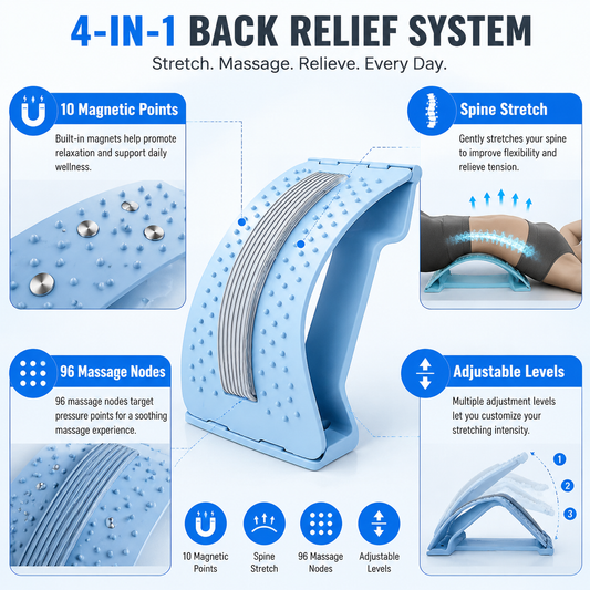 🧲 50% OFF NOW! 🔥 Magnetic Lumbar Stretcher – Acupressure Massage, Portable Design & Relieves Back Pain 🧘‍♂️✨