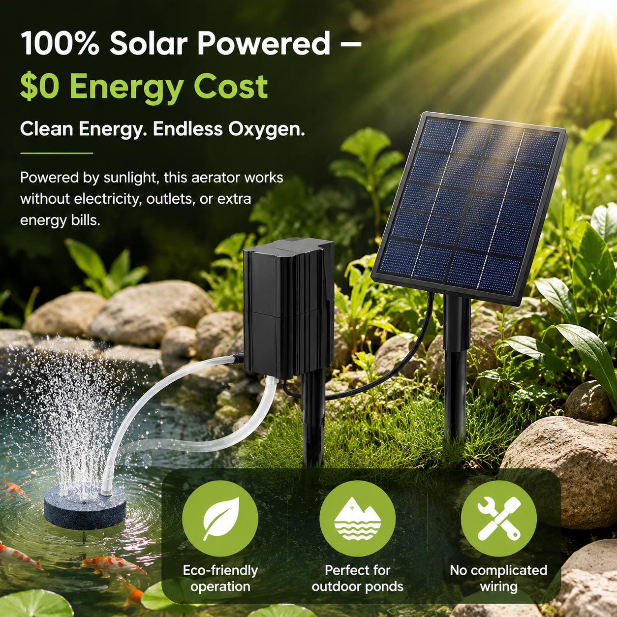 ☀️Solar Pond Aerator with Air Pump
