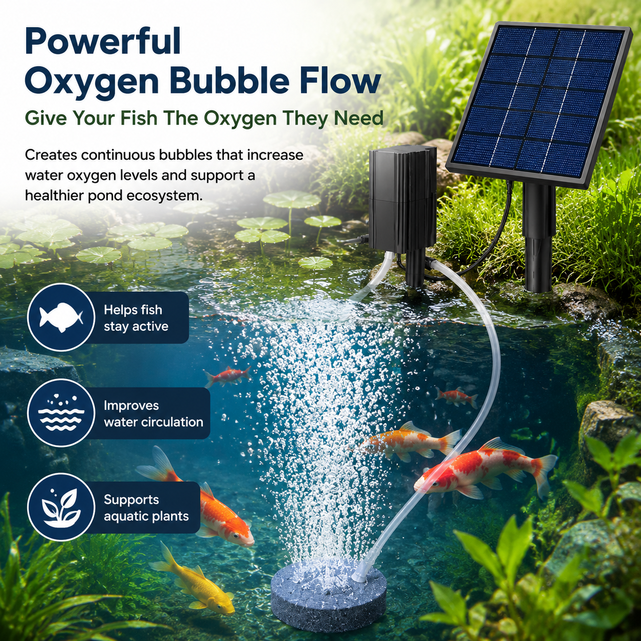 ☀️Solar Pond Aerator with Air Pump