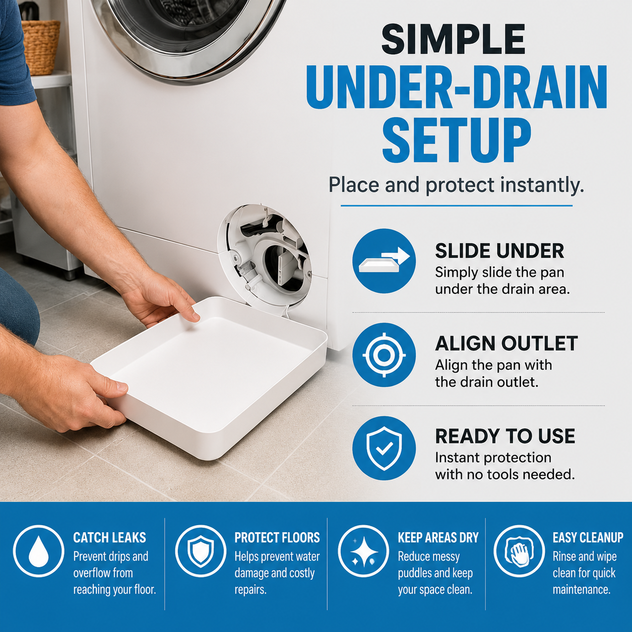 🌟LAST DAY SALE: ONLY ＄18.99!!🎁✨Universal Front-Load Washing Machine Drain Pan