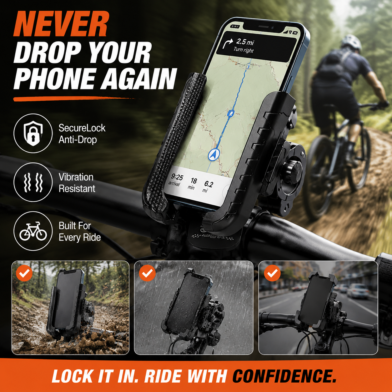 🎉 2026 Sale — Over 42,000 Sold! 🚴‍♂️ Quick-Release Bike Phone Mount – SecureLock & Shockproof Padding 📱
