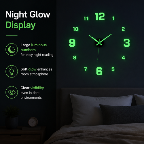 🏠🕒Modern 3D Digital Wall Clock – Silent Acrylic Luminous Wall Decor, Night Glow Easy-Read Time Display, Stylish Home Decoration & Gift