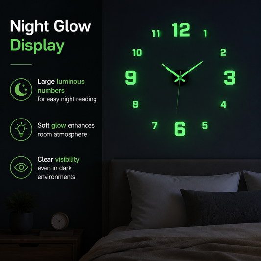 🏠🕒Modern 3D Digital Wall Clock – Silent Acrylic Luminous Wall Decor, Night Glow Easy-Read Time Display, Stylish Home Decoration & Gift