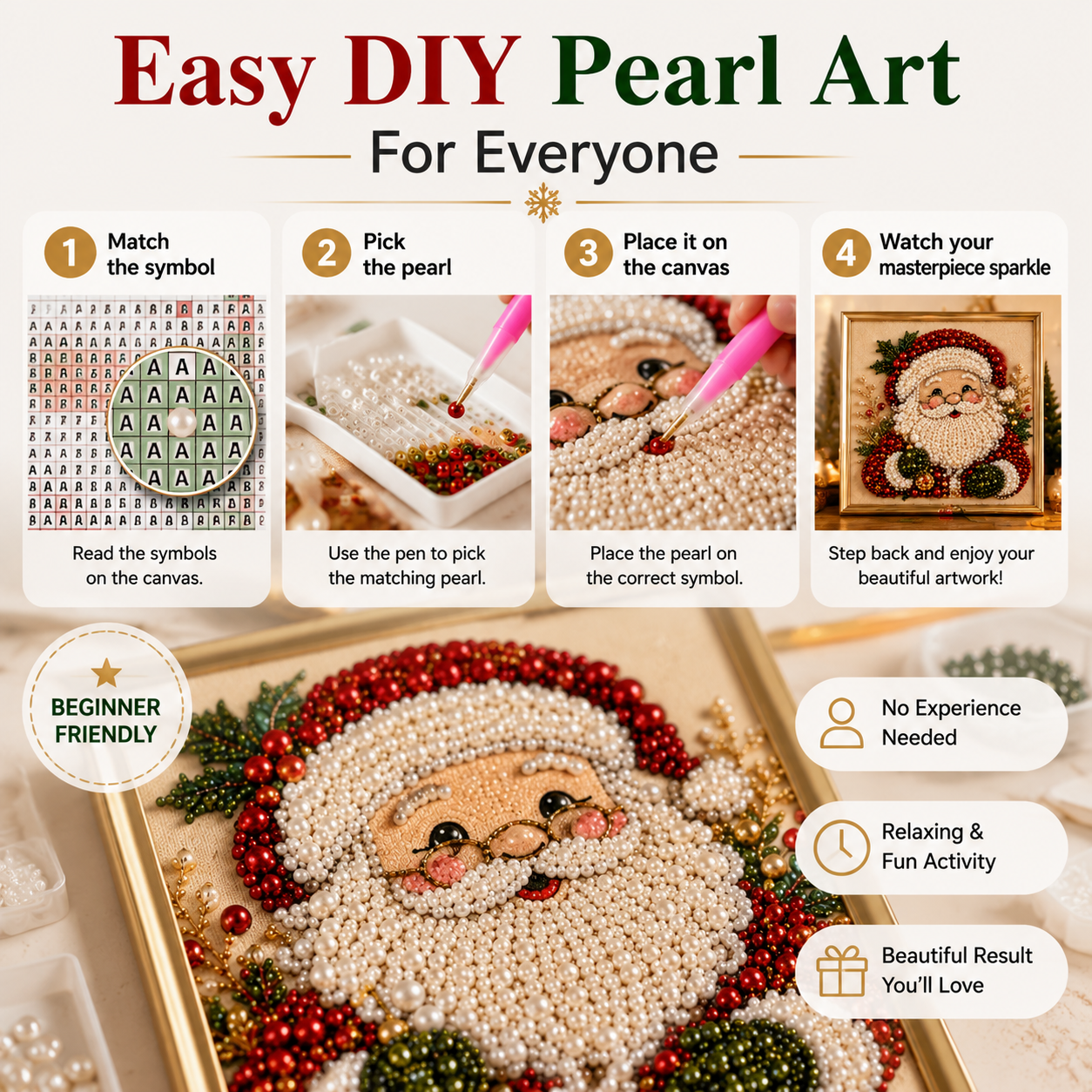 🧘Relaxing & Beginner-Friendly - 🎨💎DIY Christmas Pearl Art Kit