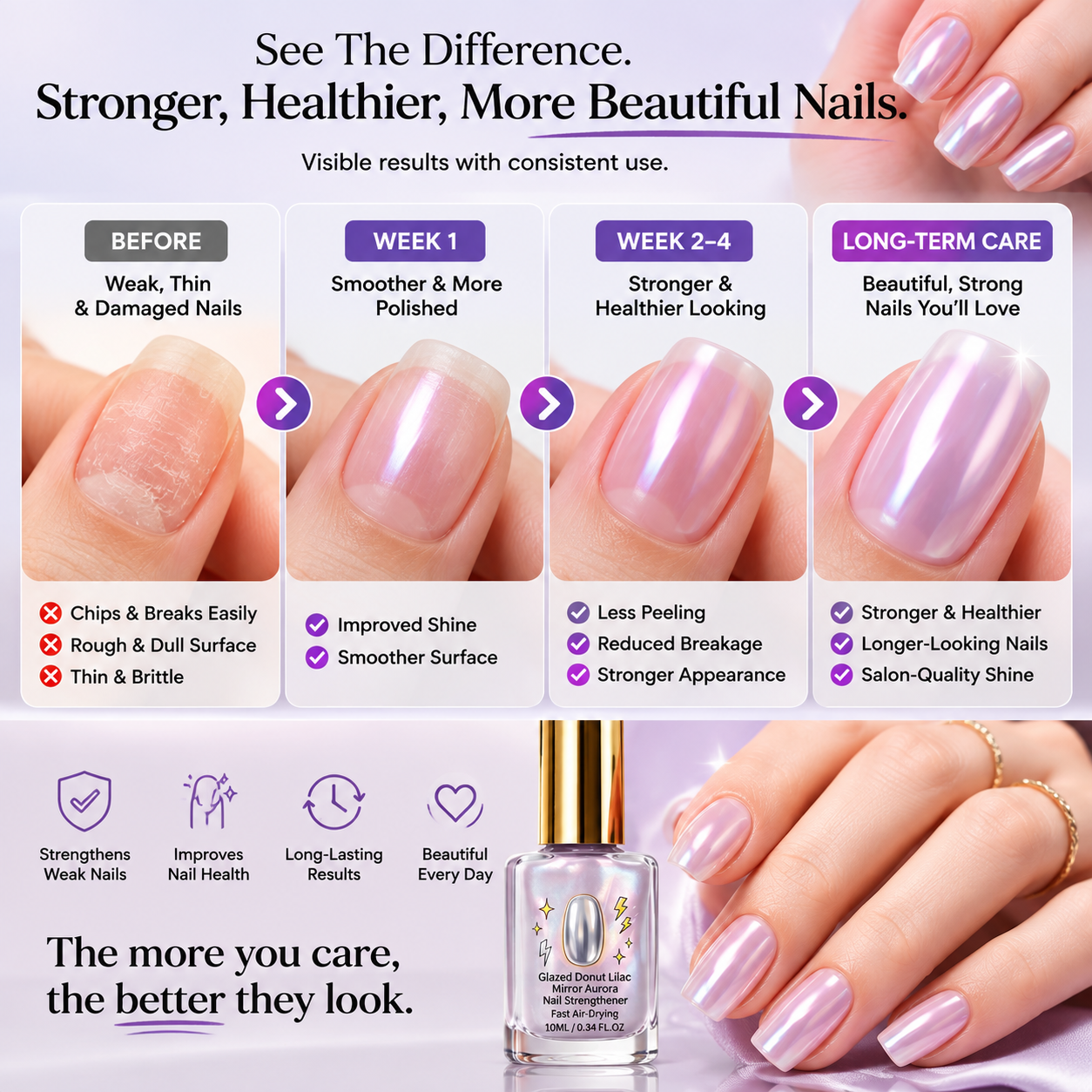 📢📢49% OFF !! ⏰Lilac Glossy Mirror Nail Strengthener (Copy)