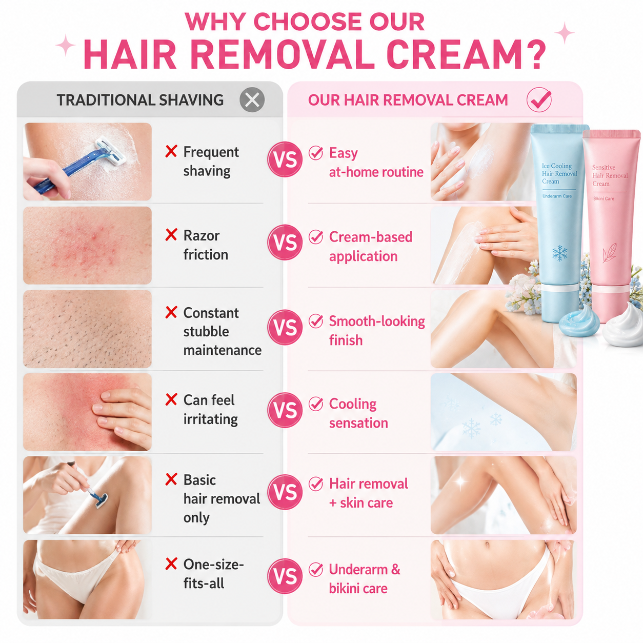 Gentle Hair Removal Cream  BUY 1, GET 1 FREE — Enjoy Cool, Gentle Hair Removal for Smoother Skin and Less Razor Hassle Every Day.