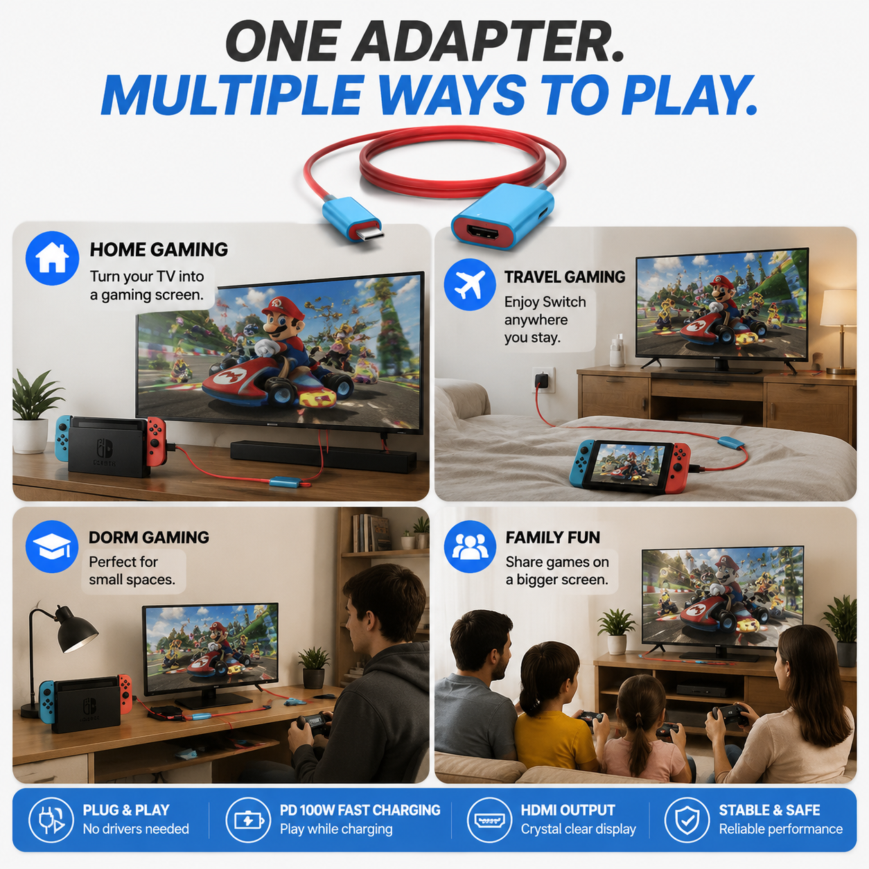 🔥 LIMITED-TIME 50% OFF! 🔥USB-C to HDMI Adapter Cable for Switch