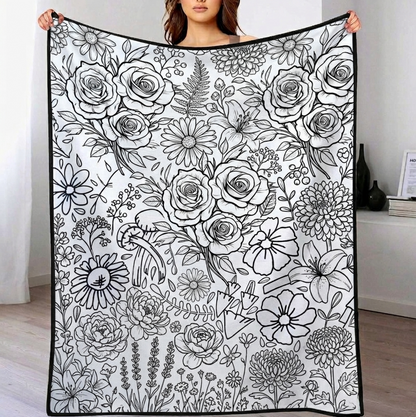 DIY Drawing Blanket (Optional 24-Color Marker Set) Create Your Art Blanket Washable Keepsake Blanket for Kids & Adults