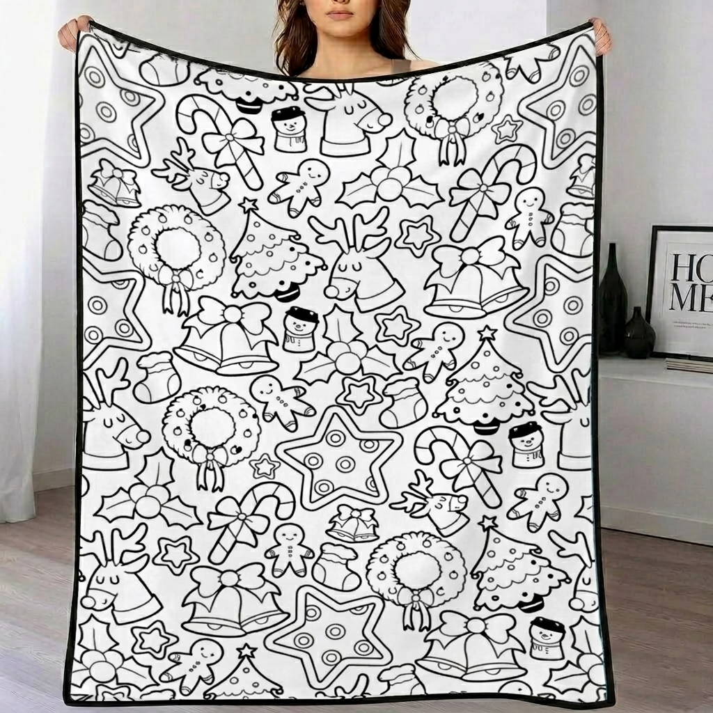 DIY Drawing Blanket (Optional 24-Color Marker Set) Create Your Art Blanket Washable Keepsake Blanket for Kids & Adults
