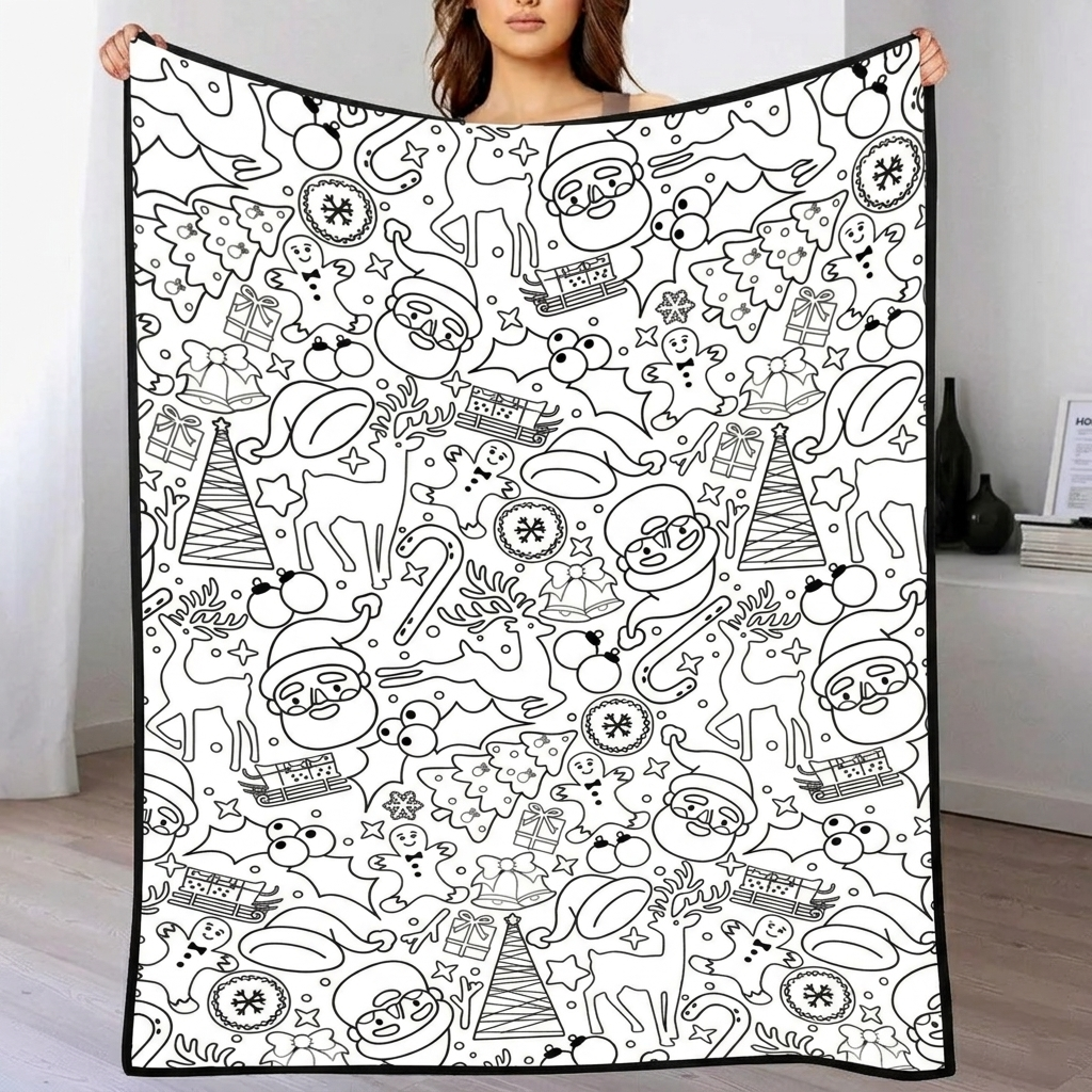 DIY Drawing Blanket (Optional 24-Color Marker Set) Create Your Art Blanket Washable Keepsake Blanket for Kids & Adults