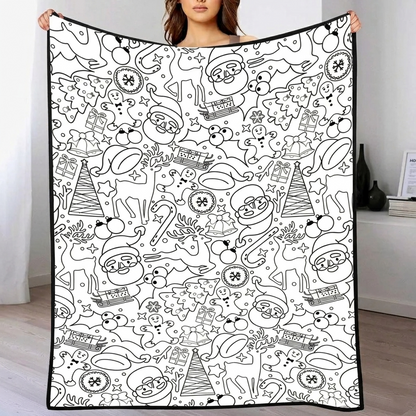 DIY Drawing Blanket (Optional 24-Color Marker Set) Create Your Art Blanket Washable Keepsake Blanket for Kids & Adults
