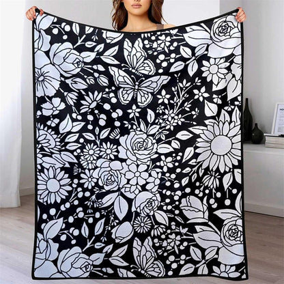 DIY Drawing Blanket (Optional 24-Color Marker Set) Create Your Art Blanket Washable Keepsake Blanket for Kids & Adults