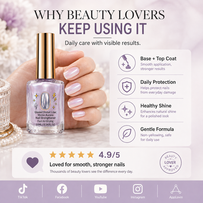 💅 40% OFF !! ⏰ Lilac Glossy Nail Strengthener – Strengthen Weak Nails & Restore Natural Shine — Devareon®