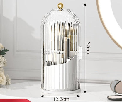 360° Rotating Toothbrush Holder with Lid, Dustproof Toothbrush & Toothpaste Storage Rack, Bathroom Organiser for Vanity Counter, Family Bathroom Accessory