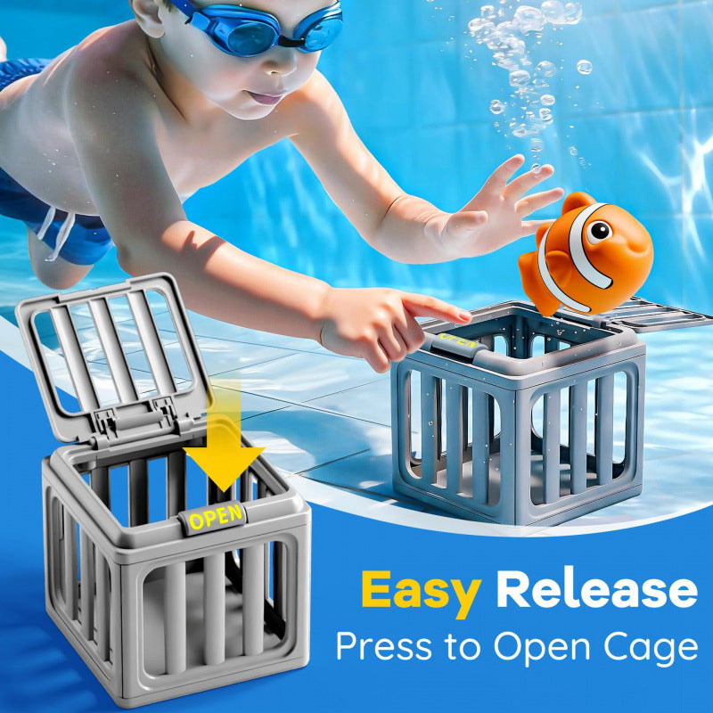 upsell-Summer Pool Toys for Kids - Diving Animal & Cage Set
