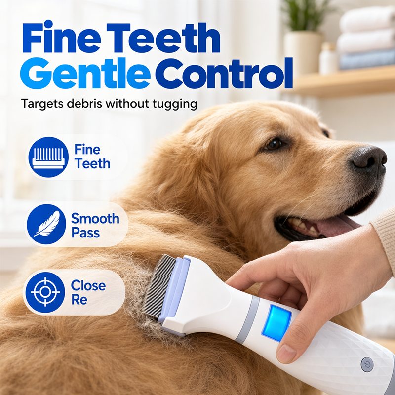 Hjmeta®-Electric Flea Comb for Pets – Vacuum suction + fine stainless teeth, chemical‑free flea removal. Gentle on coat, easy to clean – a must for pet parents! 🛡️✨