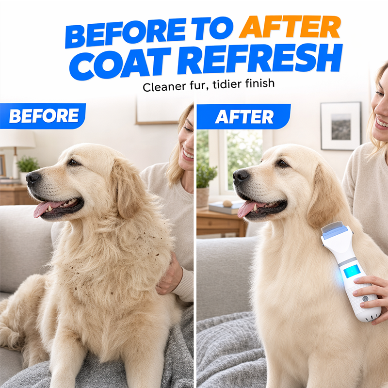 Hjmeta®-Electric Flea Comb for Pets – Vacuum suction + fine stainless teeth, chemical‑free flea removal. Gentle on coat, easy to clean – a must for pet parents! 🛡️✨