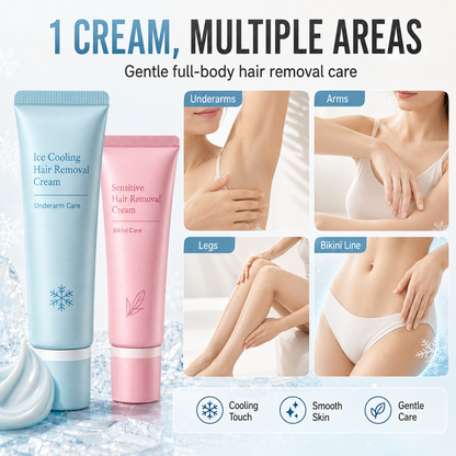 Gentle Hair Removal Cream  BUY 1, GET 1 FREE — Enjoy Cool, Gentle Hair Removal for Smoother Skin and Less Razor Hassle Every Day.